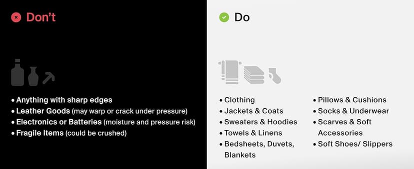 Black Voyage Reusable Vacuum Compression Travel Bag for Carry-On Suitcase and Backpack, Recycled IP67 Waterproof Space Saver Vacpack (2-Pack, 18L - Pump Included)