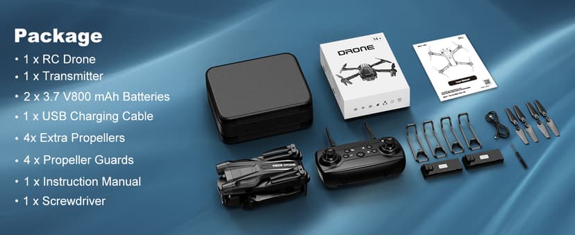 Drone with Camera 1080P HD, Mini Drone for Beginners Kids Adults, RC Quadcopter with 2 Batteries, Carrying Case, Stable Hover, Trajectory Flight, Gravity Control, One Key Take Off/Land, Black