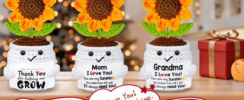 Gifts for Wife Her from Husband, To My Wife Handmade Crochet Mini Sunflower Doll, Valentines Anniversary Wedding Birthday Romantic Gifts for Women Her, Mothers Day I Love You Cute Sweet Gift for Wifey B0FBGBBDMK