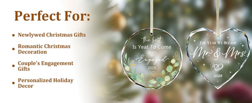 Mr and Mrs Gift for Newlywed, Future Mr Mrs - Just Married Party Decoration Christmas Glass Ornament - Wedding Registry Ideas Wedding Gift for Couples 2026 Bridal Shower Gift for Married Newlywed B0FW4YQ8FM