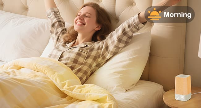 Wkzay White Noise Sound Machine: 30 Soothing Sounds, Sunrise Alarm Clock for Gentle Wake Up, Adjustable Volume & Night Light, Timer - Easy to Sleep, Relax, Focus