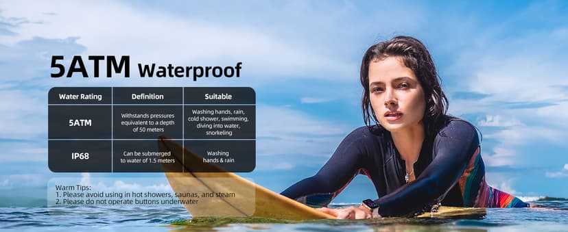 Parsonver Parsonver Smart Watch, 5ATM Waterproof Swimming Watch, Fitness Activity Tracker with 110+ Sports Modes, Heart Rate/Sleep/SpO2/Calories Monitor, Pedometer, Fitness Watch for Android & iPhone, Rose Gold