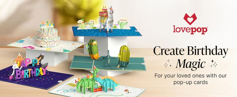 Lovepop Birthday Pop-Up Card for Her, Him, Girls, Boys - 3D Celebration Cards - Yay Happy Birthday - 5" x 7" - Blank Notecard & Envelope Included