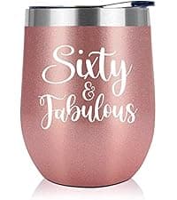 NewEleven 60th Birthday Wine Tumbler - 1965 Birthday Gift For Women | 12 Oz Capacity | Happy 60th Celebration Gift | For Mom, Wife, Aunt