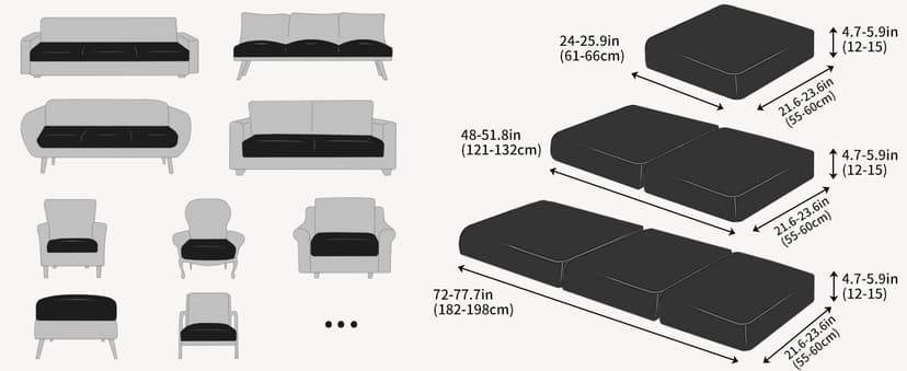 Fuloon Faux Leather Couch Cushion Slipcover, Waterproof Stretch Covers for Sofa, RV Chair Seat Cover, Individual Loveseat Couch Cushion Replacement, PU Leather Sofa Slipcovers(3 Pack, Brown)