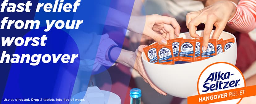Alka-Seltzer Hangover Relief Tablets, Fast Relief Starts in About 15 Minutes for Headaches, Body Aches & Mental Fatigue, Bachelorette Party & Bachelor Party, Dispenser Pack, 120 Count