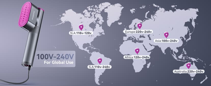 Jack & Rose Travel Steamer for Clothes,100-220V Portable Iron,15s Heat Up,Steamer & Iron 2 In 1, Travel Size,Large Ceramic Heat Panel,for Global and Europe