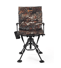 ARROWHEAD OUTDOOR Wide Folding 360° Hunting Swivel Blind Chair with Removable Camouflage Seat Pad, Armrest, No-Sink Feet, Shoulder Strap, Mesh Chair, Adjustable Height