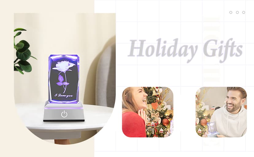 hochance 3D Rose Crystal Night Lamp with Adjustable LED Multicolor Lights for Girlfriend, Wife - Valentine's Day, Anniversary,Birthday Presents, Christmas Gifts for Her