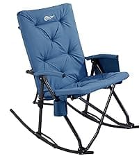 PORTAL Oversized Folding Rocking Camping Chair Portable Outdoor Rocker with High Back Hard Armrests Carry Bag, Supports 400 lbs