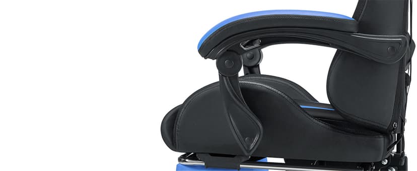 HOFFREE RGB Gaming Chair with Speakers Massage Computer Gaming Chair with LED Lights and Footrest High Back Video Game Chair for Adults Blue and Black