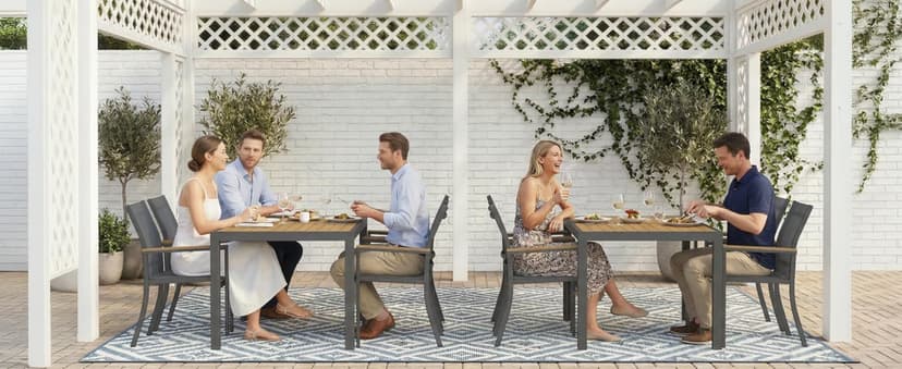 5-Pieces Aluminum Patio Table and Chairs for All-Weather, Patio Table Set with Heavy Duty HDPS Rectangular Table, Outdoor Patio Dining Furniture Set with Breathable Quick-Drying Textilene Chairs