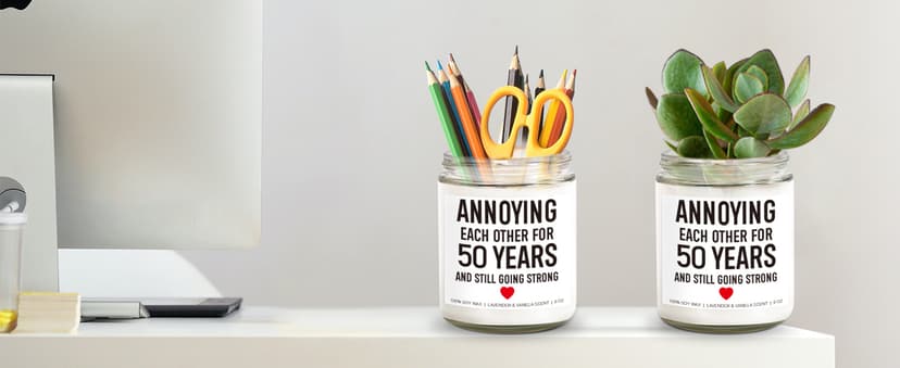 Funny 50 Years Candle, 50th Anniversary, Gifts for Couple, Parents - 50th Wedding Anniversary Decorations, 50 Year Golden Anniversary, Gifts for Husband, Wife, Friends - 9 oz