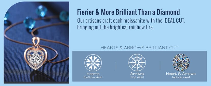 Moissanite Necklace for Women, 1Ct Yellow Gold Heart Pendant Necklace Gifts for Wife, 18K Gold Plated S925 Sterling Silver, Anniversary Jewelry Present for Wife, Birthday Gifts for Girlfriend, Mom