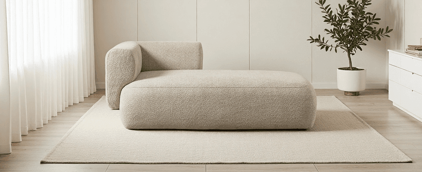 Upholstered Chaise Lounge Indoor for Living Room Bedroom Office Chaise Lounge Sofa:Boucle Fabric Modern Leisure Sofa Recliner Chair Sleeper Indoor (Boucle Cream)