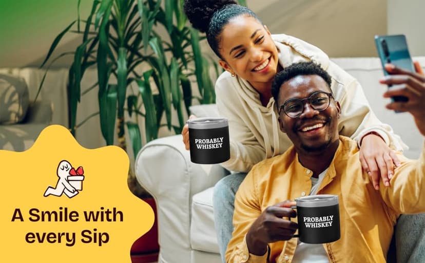 Dad Gifts for Christmas Day - Whiskey Gifts for Men Probably Whiskey Coffee Mug for Dad Tumbler Black 14oz Gift for Whisky Lovers Funny Birthday Present for Coffee Drinkers Gift Ideas for Father's Day