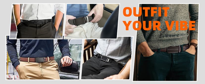 BULLIANT Men's Belt,Slide Ratchet Belt Adjsutable For Men Suit Casual Jeans Gift Boxed,Trim To Fit