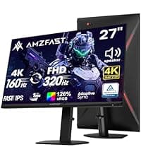 Amzfast 24 Inch Gaming Monitor 200Hz FHD 1080p Fast IPS Computer Monitor, 110% sRGB 1ms HDR Support Adaptive Sync, Eye Care VESA Mount HDMI 2.0 | Display Port 1.4 White Monitor, AMZG24X1W