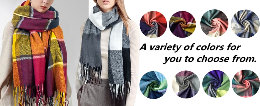 Loritta Womens Scarf Fashion Long Plaid Shawls Wraps Big Grid Winter Warm Lattice Large Scarves Gifts