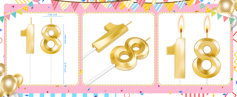 18th Birthday Candles,18th Birthday Decorations for Girls Boys,Happy Birthday Cake Topper for Men,18 Year Old Boy Birthday Gifts