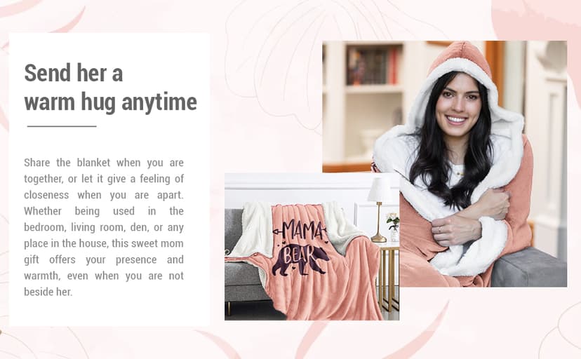 Vprintes Mama Pink Wearable Blanket Hoodie - Birthday Gifts for Mom from Daughter Son - Wife Birthday Gifts, Gifts for Wife from Husband