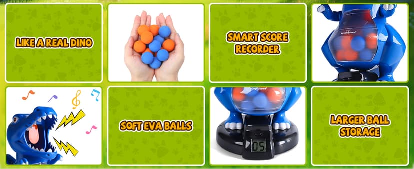 EagleStone T-Rex Dinosaur Shooting Toys for 6 7 8 Year Old Boys, Electronic Shooting Target Game with Air Pump Gun, 24 Balls, Foam Blaster Boy Toys Age 6-8 8-10, Christmas Birthday Gifts for Kids