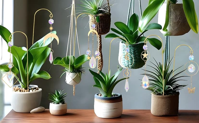 Garden Suncatchers Plant Stakes for Indoor Plants Decorations for Pots Sun Catchers Home Indoor Windows Hanging Crystal Suncatcher, 6pcs Small Trellis for Potted Plants Accessories Indoor B0FPCMC464