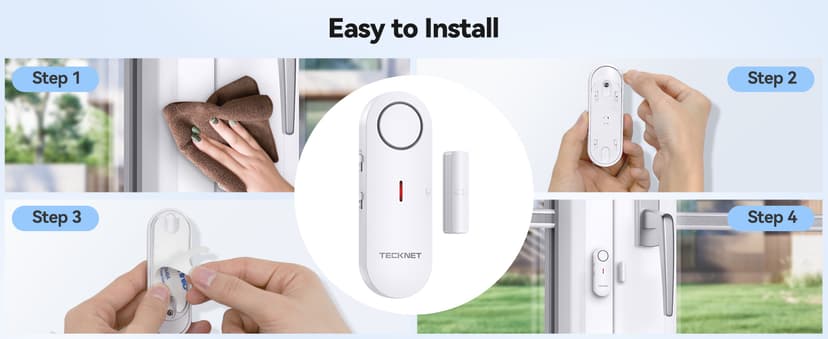 TECKNET Door Alarms for Kids Safety, Window Alarm Pool Alarms Door Alarm for Home Security, 2-in-1 Alarm & Chime, 3-Level Volume Control, Wireless Alarm for House Hotel Cars Sheds Caravans (3 Pack)