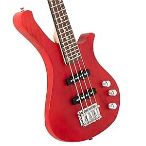 Ktaxon 4 String Electric Bass Guitar, 36-inch Bass Guitar Kit with Split single-coil Pickup, Rosewood Fretboard, Mahogany Body for Kids, Boy and Girl(Red)