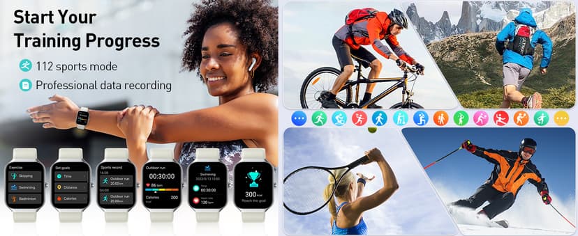 Smart Watch(Answer/Make Call), 1.96" HD Smartwatch for Men Women, 2025 Fitness Watch with 110+ Sport Modes/Heart Rate/Sleep Monitor/Pedometer, IP68 Waterproof Fitness Activity Tracker for Android iOS