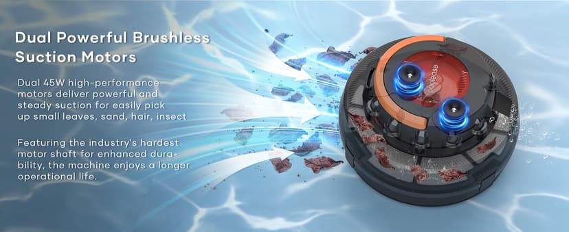X2 Cordless Pool Cleaner Robot, Robotic Pool Vacuum for Above/In Ground Pool, 45W Dual-Motor, Self-Parking, Enhanced with 2L Debris Capacity