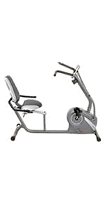 Sunny Health & Fitness Smart Recumbent Bike with Pulse Sensors, Home Cycling Workout Machine w/Cushion Seat & Mesh-Backrest, Free SunnyFit App Connection, Optional Programmable & Electro-Magnetic
