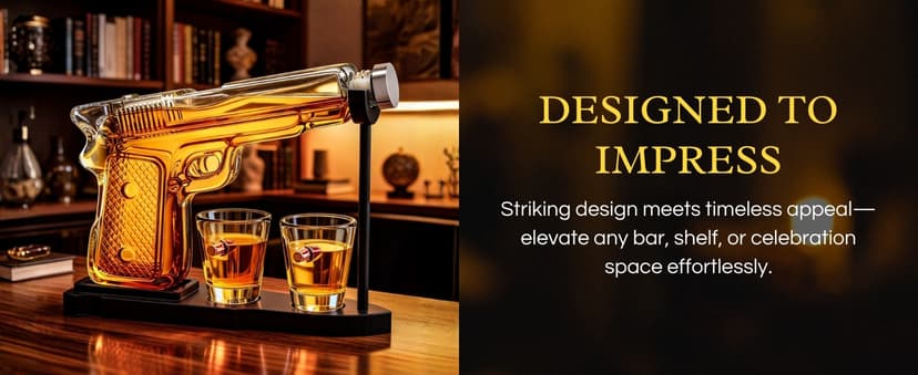Gifts for Men Dad, 10.1 Oz Whiskey Gun Decanter Set + 2 Bullet Glasses - Unique Birthday Pistol Gift Ideas Daughter Son, Personalized Liquor Dispenser - Scotch Bourbon Vodka, Him, Brother Husband