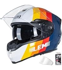 LEM Modular Motorcycle Helmets Fiberglass, Full Face Motorcycle Helmet Flip Up for Touring, DOT Certified, Release Sun Visor & Removable Comfort Liner, Lightweight Street Bike Helmet (White, M)