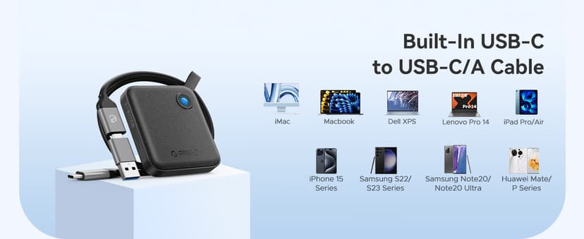 ORICO Portable SSD 256 GB with 2 in 1 USB C Cable, External Solid State Drives, Up to 460MB/s, Status Indicator, Reliable Storage for USB-C Smartphone, Tablet, PC - B5PLUS