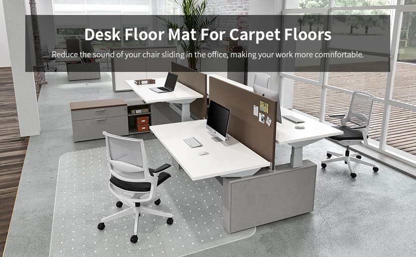 Office Chair Mat for Carpeted Floor, 63"x51" Clear Desk Mat for Carpet Large Protector Floor Mat On Low Pile Carpets, Easy Glide Rolling Plastic Floor Mat, Computer Chair Mat for Home Office