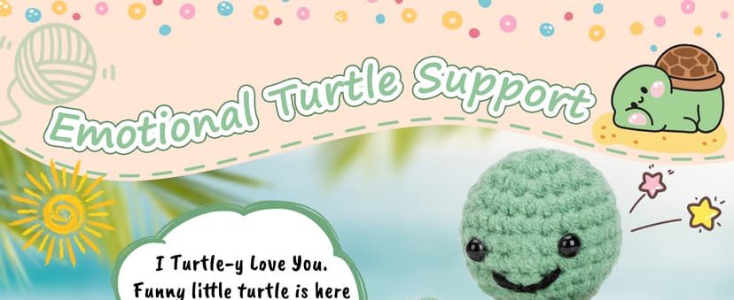 Mini Funny Turtle Sister Gifts Birthday, Soul Sister Friend Gifts for Women Girls Presents, I Love You Small Cute Stuff Things, Handmade Emotional Positive Crochet Turtle