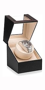 Efaithtek Automatic Single Watch Winder for Automatic Watches,Rotating Watch Case with Japanese Quiet Motor,AC Adapter or Battery Powered