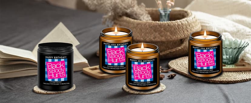 Homsolver 60th Birthday Gifts for Women Men, Happy 60th Birthday Decorations Candles Gift for Her Him, Funny 60 Years Old Ideas- Lavender Scented Candle