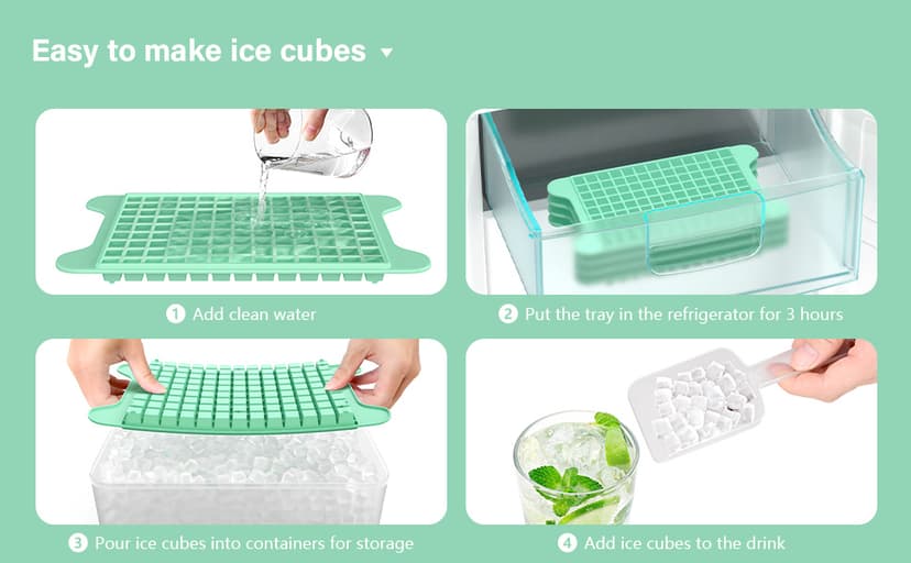Mini Ice Cube Tray for Freezer: FDDBI Small Ice Trays for Freezer with Bin - 117×4PCS Easy Release Nugget Ice Tray - Crushed Ice Tray with Container