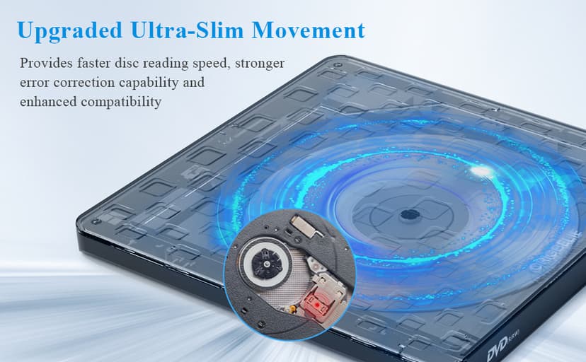 ORIGBELIE External CD DVD Drive for Laptop, USB 3.0 Type-C Ultra Slim 13mm DVD Player Portable CD DVD +/-RW Drive CD Burner Reader Writer Recorder for Desktop PC Windows 11/10/8/7 Linux Mac OS (Black)