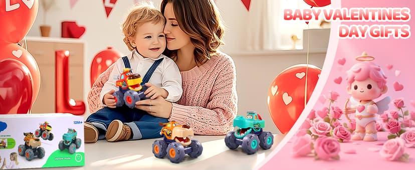 Car Toys for 1 Year Old Boy Gifts, Pull Back Monster Truck Toy Cars for Toddlers 1-3, 1 2 3 One Year Old Boy Birthday Gift 1st Vehicles Kids Stocking Stuffers Toddler Baby Boys Toys 12-18 Months