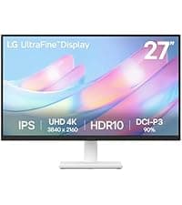 LG 27US500-W Ultrafine Monitor 27-Inch 4K UHD (3840x2160) HDR10 IPS Borderless Design Reader Mode Flicker Safe Switch App HDMI DisplayPort - White