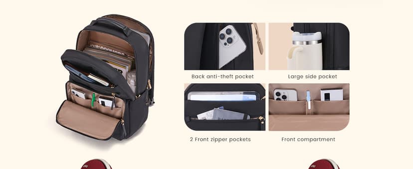 LOVEVOOK Laptop Backpack for Women with 2X Extra-Large Tumbler Pockets, 15.6" Work Backpack Purse, Travel Personal Item Bag, Carry On Business Computer Bag for Office, School, or Gift, Sage Green