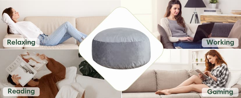 SHOUREN 3 Ft Bean Bag Chair,Memory Foam Bean Bag Chairs for Adults,Bean Bag Sofa for Living Room,Beanbag with Filler Included,Soft Velvet Fabric,Pull-Handle - 3 Foot,Dark Grey