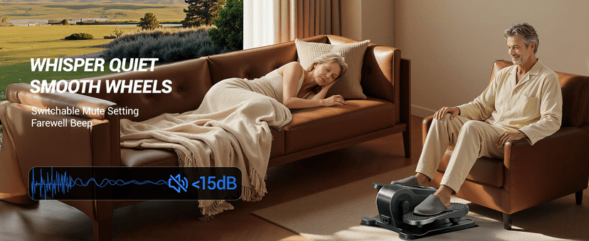 Under Desk Elliptical Machine, Electric Seated Pedal Exerciser, Mini Elliptical Leg Exerciser with Remoter, 12 Level Speeds, Forward & Reverse Direction, Manual & Auto Mode for Home Office