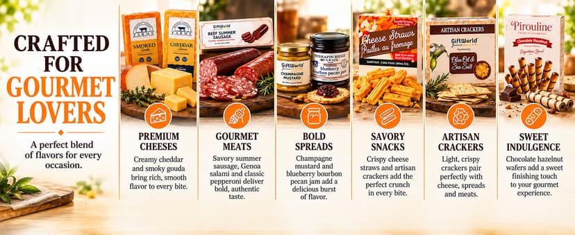 Deluxe Meat and Cheese Gift Basket – Gourmet Charcuterie Assortment Charcuterie Food Items, Meat Cheese Assortment, Food Gifts for Men, Tailgating, Business, Congratulations, Care Packages, Thanksgiving and Christmas Gifts - 11-item Bundle