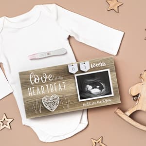 Baby Sonogram Picture Frame with Countdown Weeks - Standard 4"x3" Ultrasound Photo - Pregnancy Announcements Ideas - Gender Reveal Baby-Shower Gift - New Mom Expecting Parents to Be Keepsake Gifts