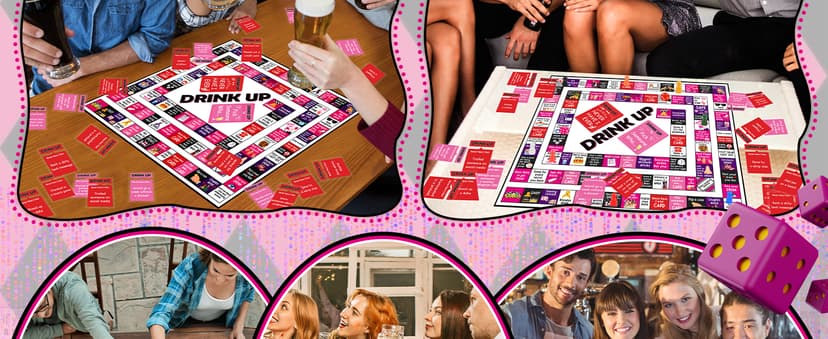 Drinking Board Games for Adults Waterproof Rubber Mat Drink Up Board Games Adult Tipsy Funny Party Interactive Drinking Games Ideal for Game Night Birthday Party Play, Age 21+, 2-8 Players
