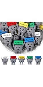 Tiny Figurines to Hide, Miniature Gifts with Motivational Quote, Birthday Encouragement Gifts for Coworker Staff Desk Decor Gejoy 25 Pcs Mini Rubber You Rock Toys You Rock Tiny Positive Figures B0DZCVB7QV